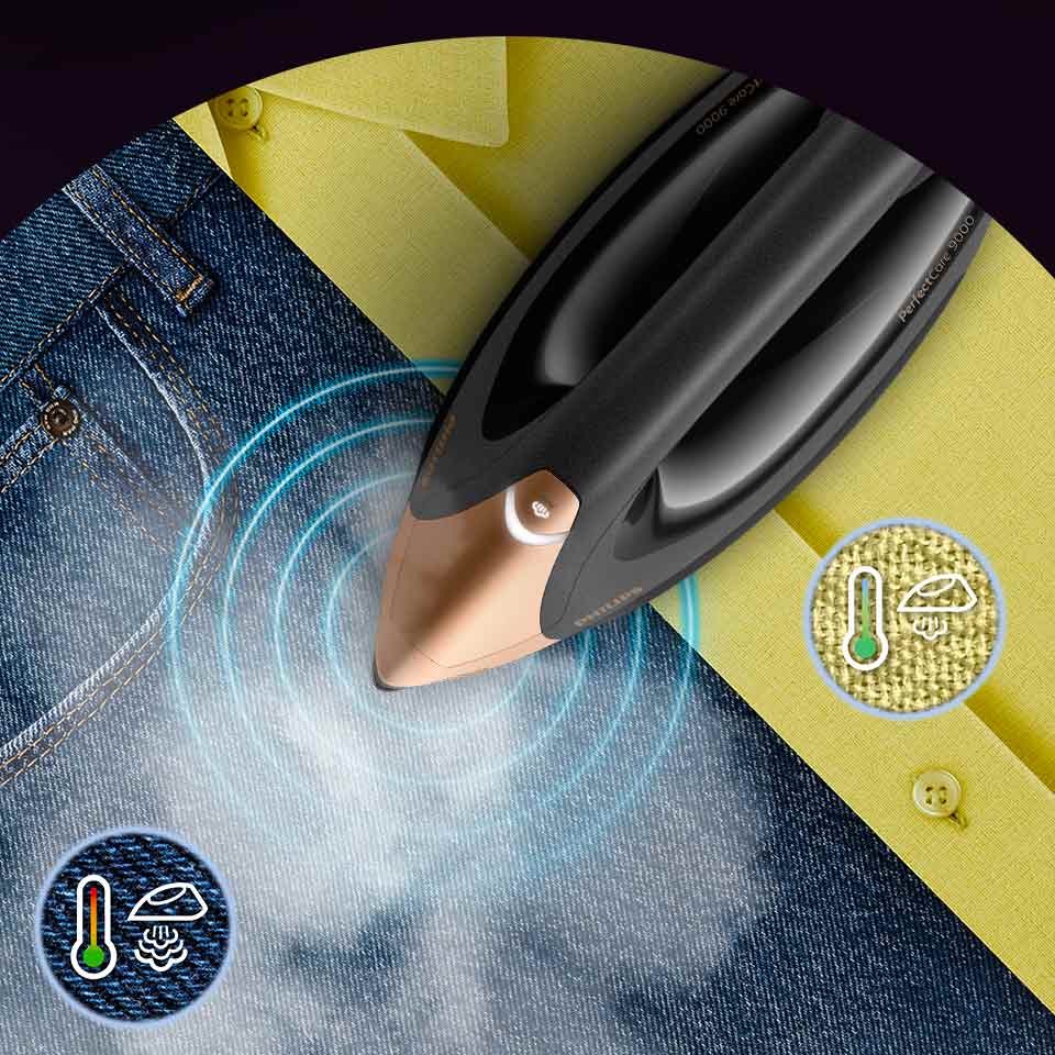 Philips Automatyczna regulacja temperatury i pary dla łatwiejszego prasowania